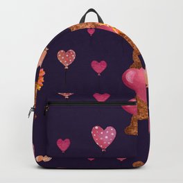 Bear heart flower balloon cute pattern watercolor violet Backpack | Lovewallpaper, Valentinefabric, Valentinecurtain, Valentinetextile, Pinkfabric, Valentinecoaster, Illustration, Pinkdesign, Love, Drawing 