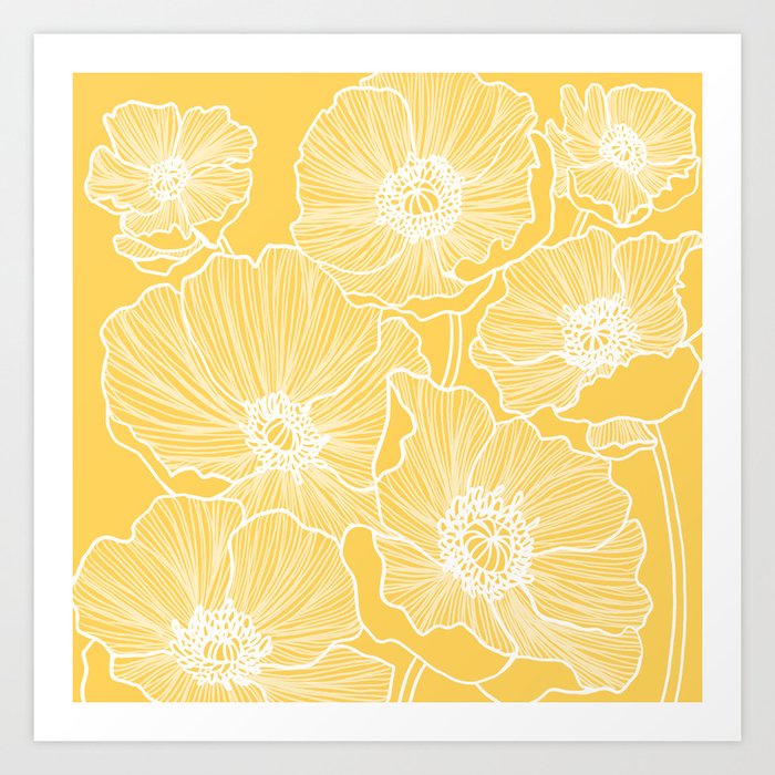 Sunshine Yellow Poppies Art Print