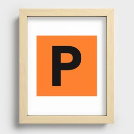 Letter P (Black & Orange) Recessed Framed Print