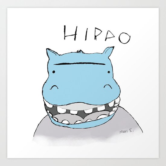 Smiling Hyppo Art Print