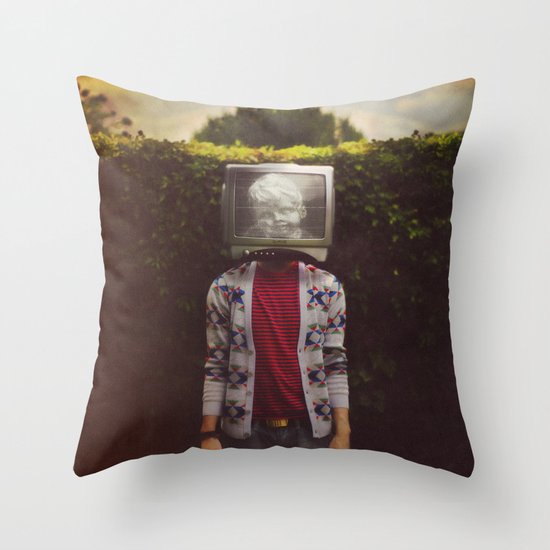 This TV haze sucks me through. I watch the world from the inside Throw Pillow