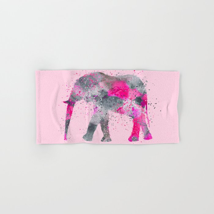 Crazy pink Elephant Paint Splatter Art Hand & Bath Towel