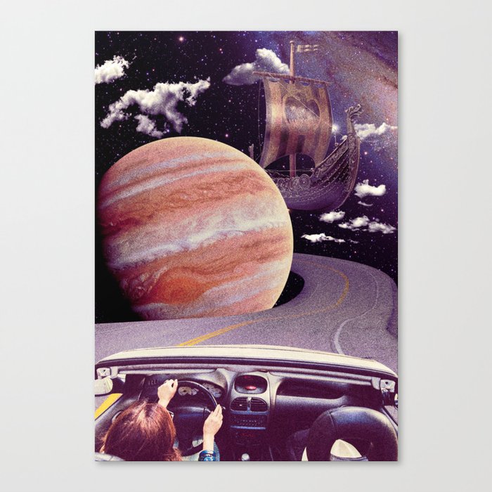 Space Road Collage Canvas Print