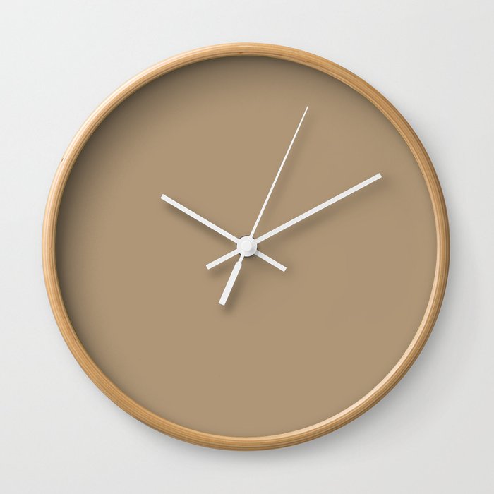 Midtone Brown Single Solid Color Coordinates with PPG Petaluma Dust PPG15-10 Down To Earth Wall Clock