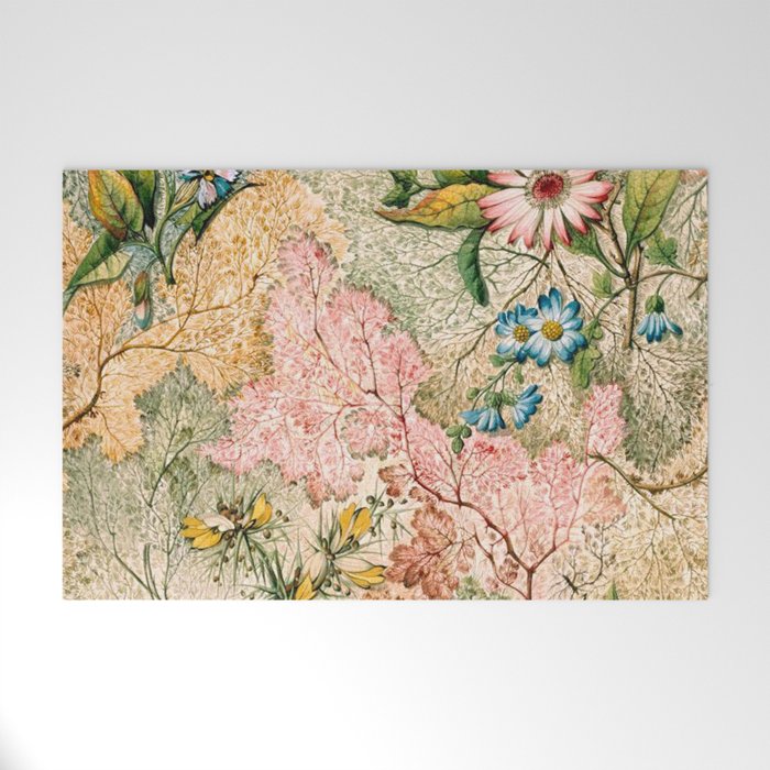 Romantic Marble End Paper Floral 1788 William Kilburn Welcome Mat