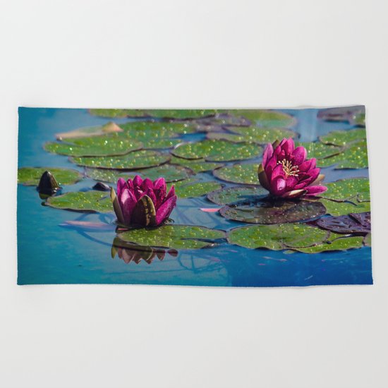 Two water lilies Beach Towel