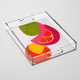 Citrus Slices - Abstract Minimalist Digital Retro Poster Art Acrylic Tray