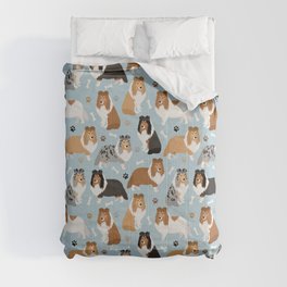 Shetland Sheepdog Sheltie Dog Paws and Bones Pattern Comforter