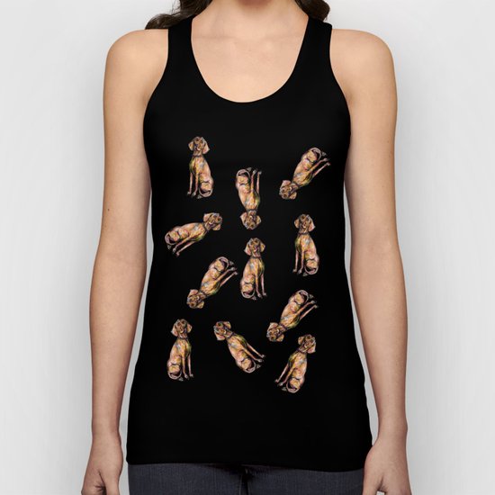 Dog Pattern 1 on Black Unisex Tank Top