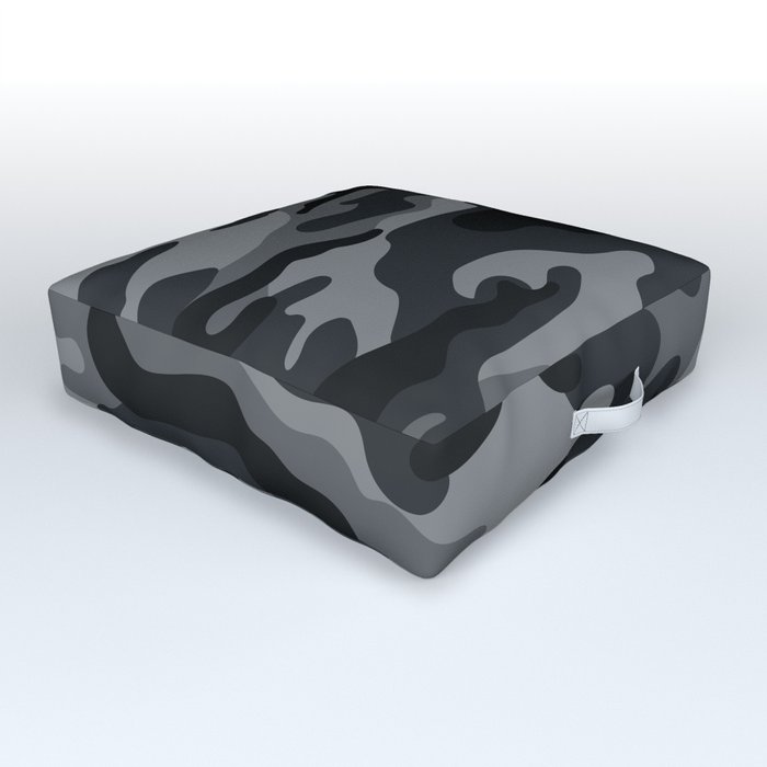 Camouflage Black And Grey Outdoor Floor Cushion