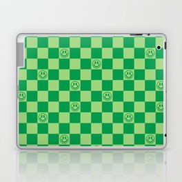 Monochromatic Green Smiley Face Checkerboard Laptop Skin