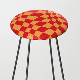 Warped Checkered Pattern (red/orange) Counter Stool