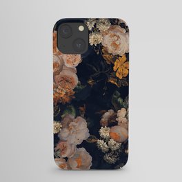 Antique Botanical Peach Roses And Chamomile Midnight Garden iPhone Case