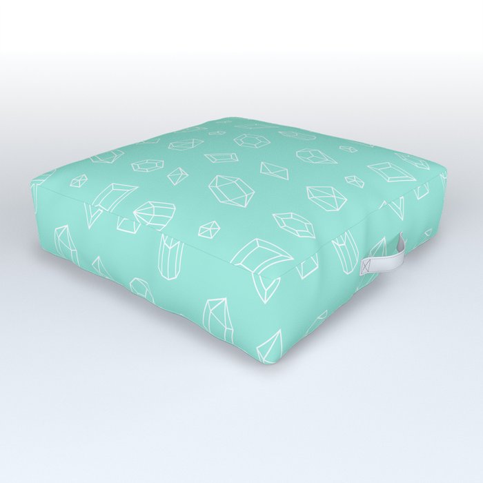 Seafoam and White Gems Pattern Outdoor Floor Cushion