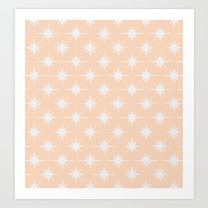 Midcentury Modern Abstract Atomic Star Blush Pink Art Print