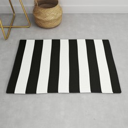 Stripe Black And White Horizontal Line Bold Minimalist Cabana Stripes Lines Drawing Area & Throw Rug