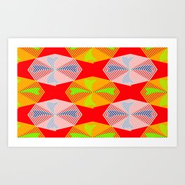 Fans on red Art Print