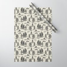 Bigfoot / Sasquatch Toile de Jouy in Forest Green Wrapping Paper by Beth  Norton