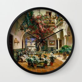 Interior Courtyard Seville Spain by Manuel Garcia Y Rodriguez Wall Clock