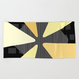 Mid Century Modern ‘Petals’ Art Black Yellow Beach Towel