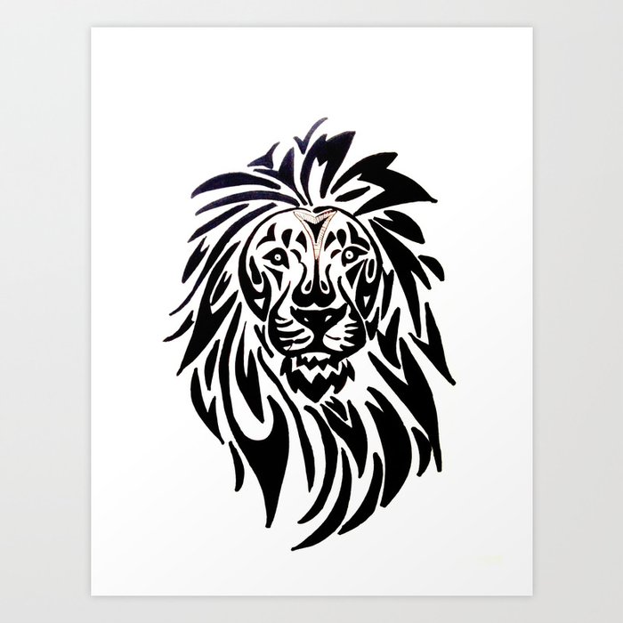 Lion Face Black And White Art Print By Lennyfdzz Society6