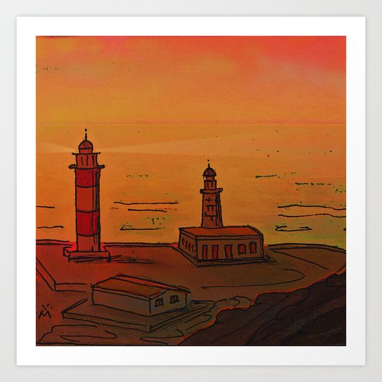 Good Morning / New and Old Lighthouse Fuencaliente La Palma Art Print