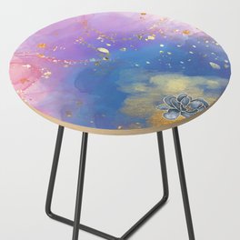 Metallic Floral and Watercolor  Side Table