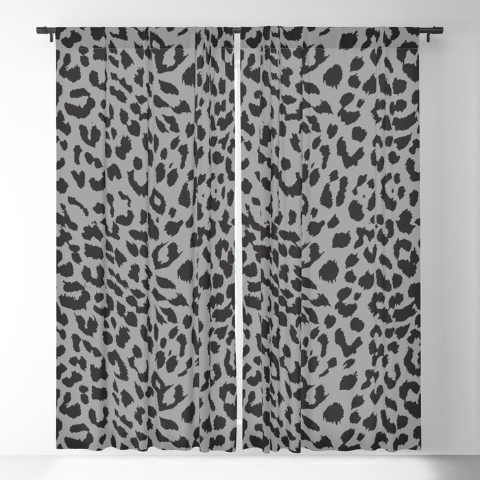 Black & Gray Leopard Print Blackout Curtain