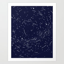 Constellation Map - Indigo Art Print