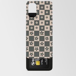 Abstract Floral Checker Pattern 12 in Tan Black Android Card Case