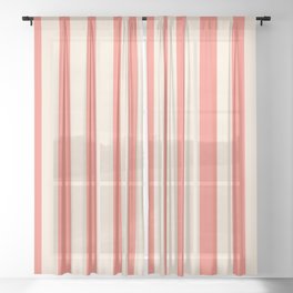 [ Thumbnail: Salmon & Beige Colored Pattern of Stripes Sheer Curtain ]