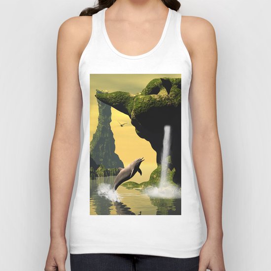 Funny jumping dolphins Unisex Tank Top