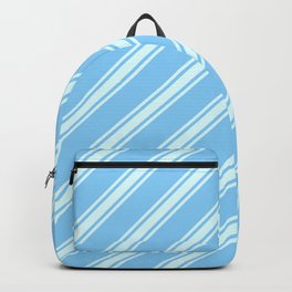 [ Thumbnail: Light Sky Blue and Light Cyan Colored Lines Pattern Backpack ]
