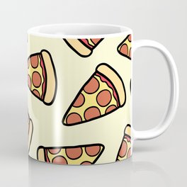 Pepperoni Pizza Pattern Coffee Mug | Eat, Sausage, Slice, Pizza, Children, Drawing, Illustration, Cream, Kawaii, Vector 