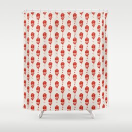 Red Floral Block Print Shower Curtain