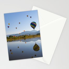 Hot air balloons reflection in lake Stationery Cards