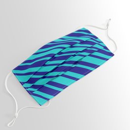 [ Thumbnail: Dark Turquoise & Blue Colored Lined Pattern Face Mask ]