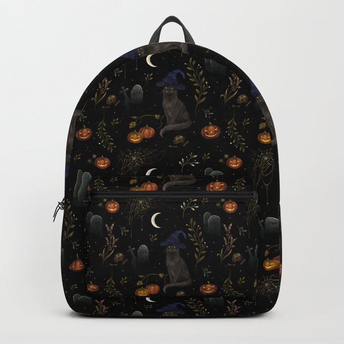 The Black Cat on Halloween Night Backpack