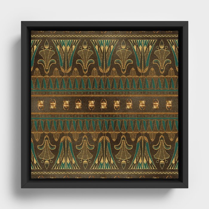 Gold Egyptian Design Pattern Framed Canvas
