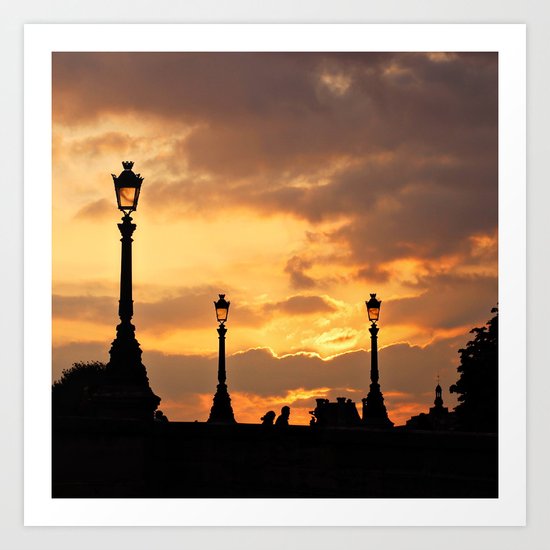 A sunset in Paris Art Print
