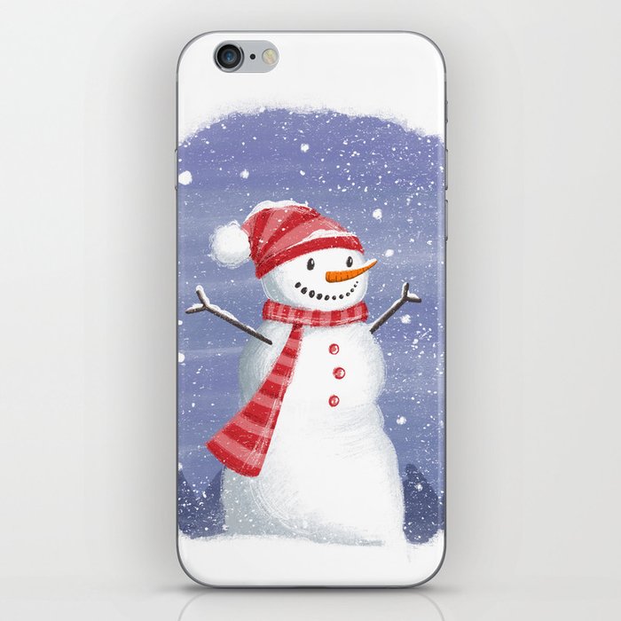 Snowman with Red Scarf iPhone Skin