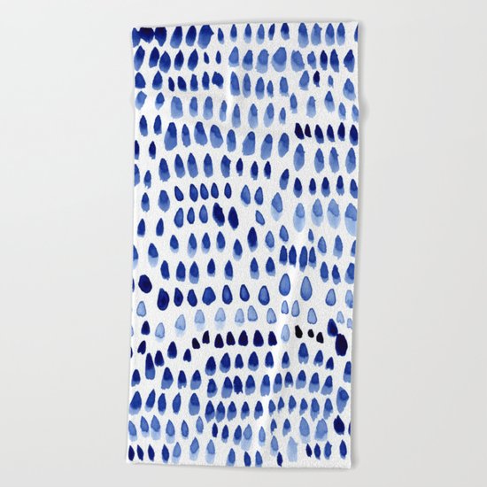 painted dots blue Beach Towel