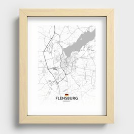 Flensburg, Germany - Light City Map Recessed Framed Print
