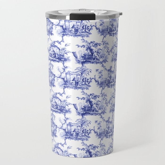 Blue Chinoiserie Toile Travel Mug