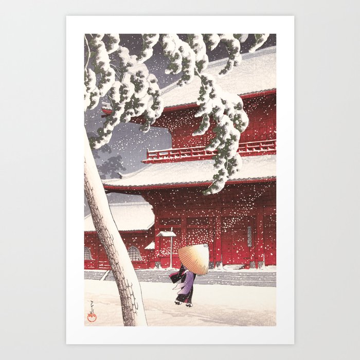 Japanese Art - The Zojo Shrine in Shiba by Kawase Hasui, 1925 Art Print