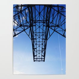 Tower crane structure and perfect blue sky in the harbor  Poster