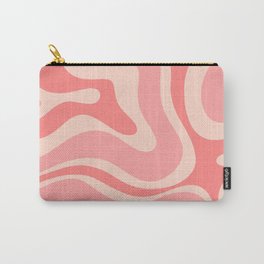 Blush Pink Modern Retro Liquid Swirl Abstract Pattern Square Carry-All Pouch