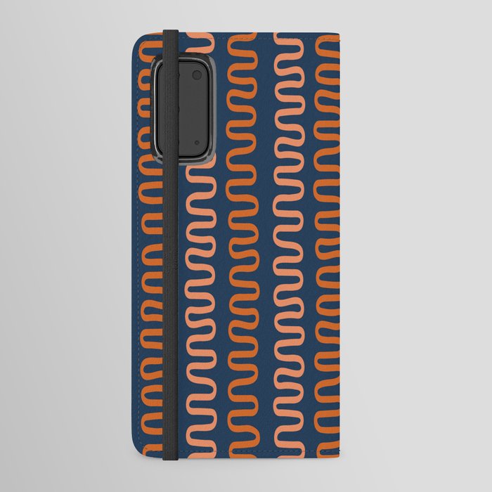 Abstract Shapes 266 in Navy Blue and Orange (Snake Pattern Abstraction) Android Wallet Case
