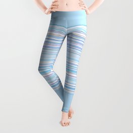 Sky Blue Striped Combination Design  Leggings