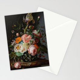 Still Life with Flowers on a Marble Tabletop, Rachel Ruysch, 1716 Stationery Card